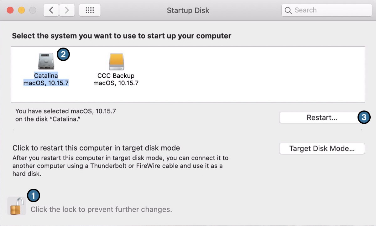 Reset the startup disk